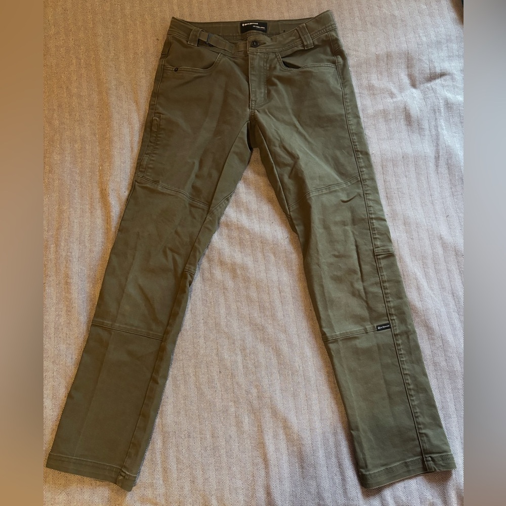 Black Diamond Belted Climbing Pants in Olive Green
